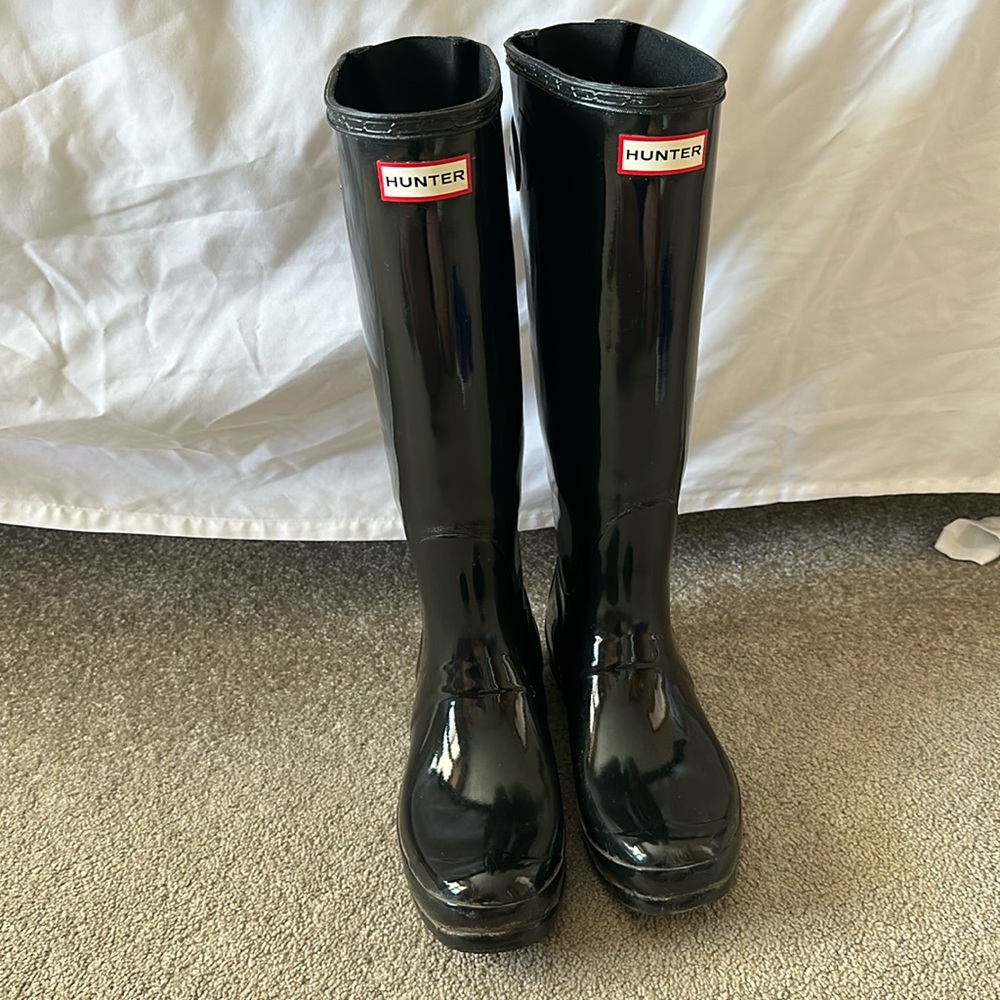 Hunter Original Tall Gloss Rain Boots Womens Black Size 9
